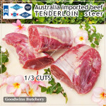 Beef Tenderloin aged frozen Australia STEER young-cattle whole cut +/- 2.3kg price/kg (eye fillet mignon daging sapi has dalam) brand AMH